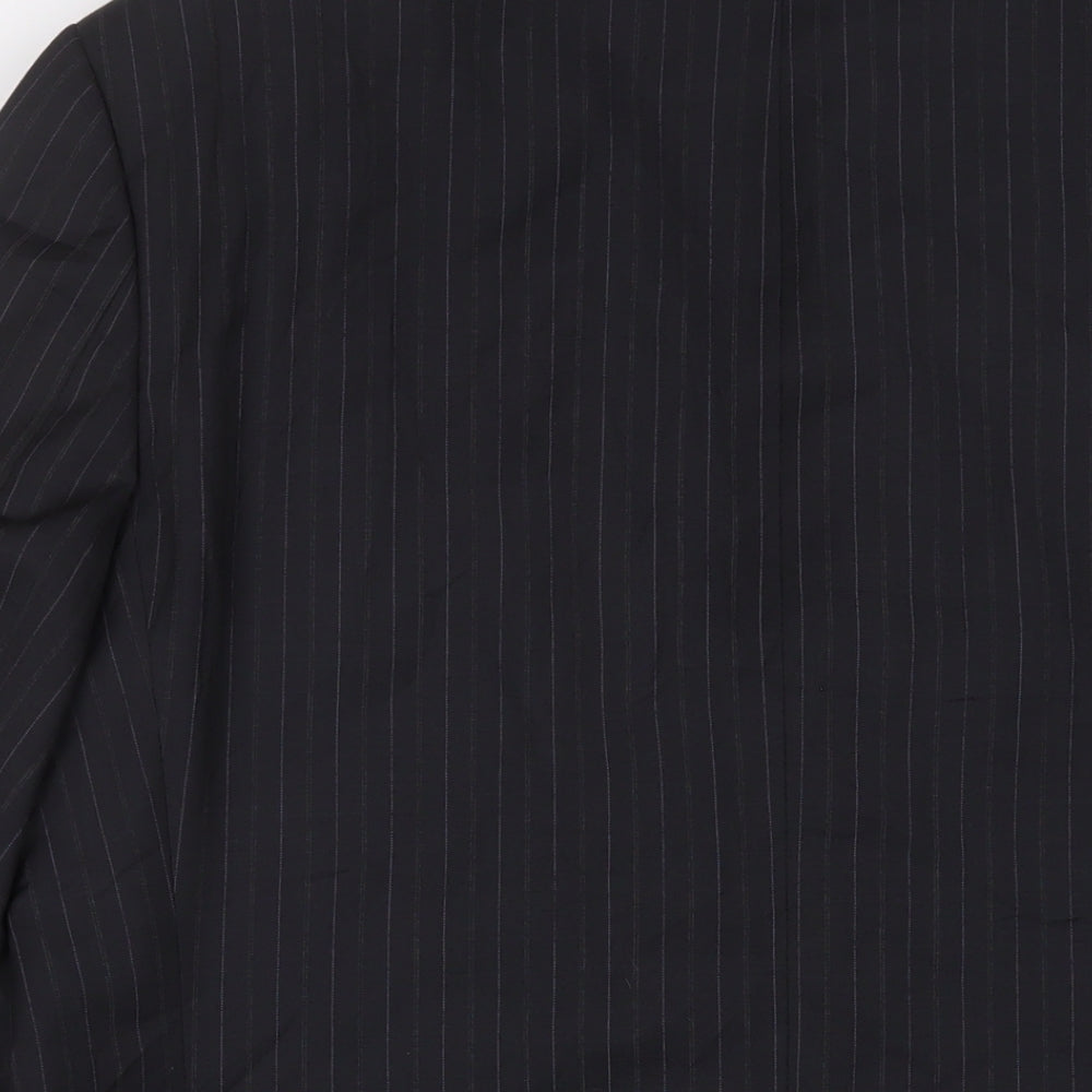 Marks & Spencer Mens Black Striped Wool Jacket Suit Jacket Size 44 Regular