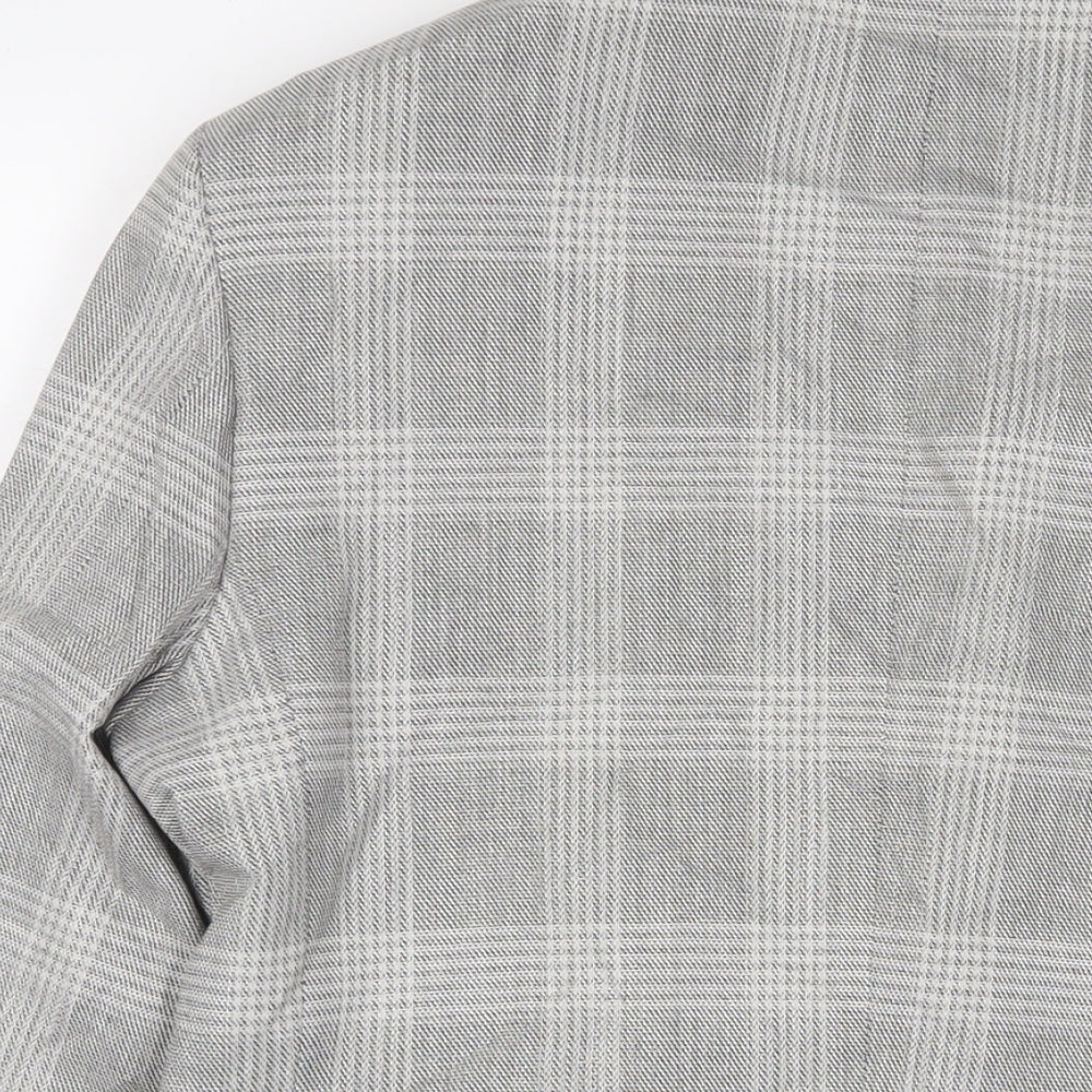 Marks & Spencer Mens Grey Plaid Polyester Jacket Suit Jacket Size 40 Regular