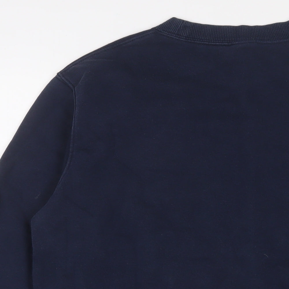 Cotton Traders Mens Blue Cotton Pullover Sweatshirt Size S - Logo, Embroidered