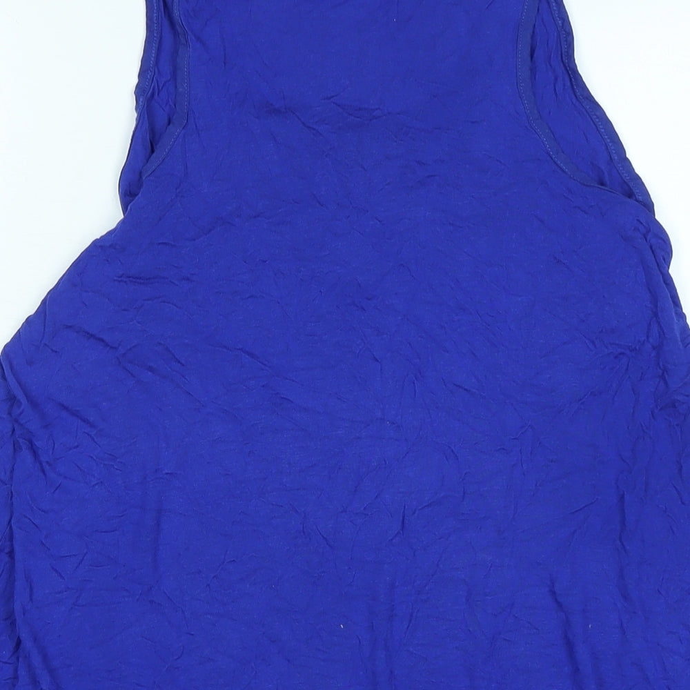 Marks & Spencer Womens Blue Viscose Basic Tank Size 16 Boat Neck