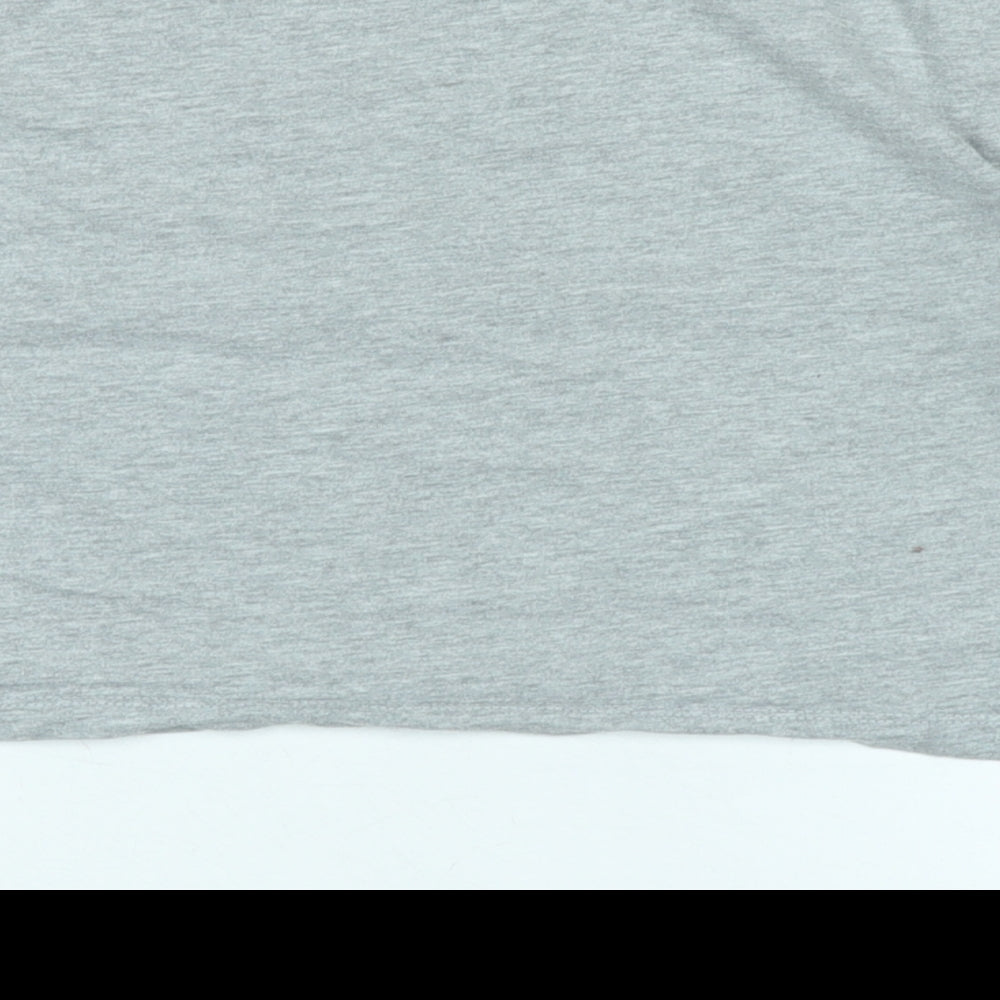 Missguided Womens Grey Cotton Cropped T-Shirt Size 14 Crew Neck