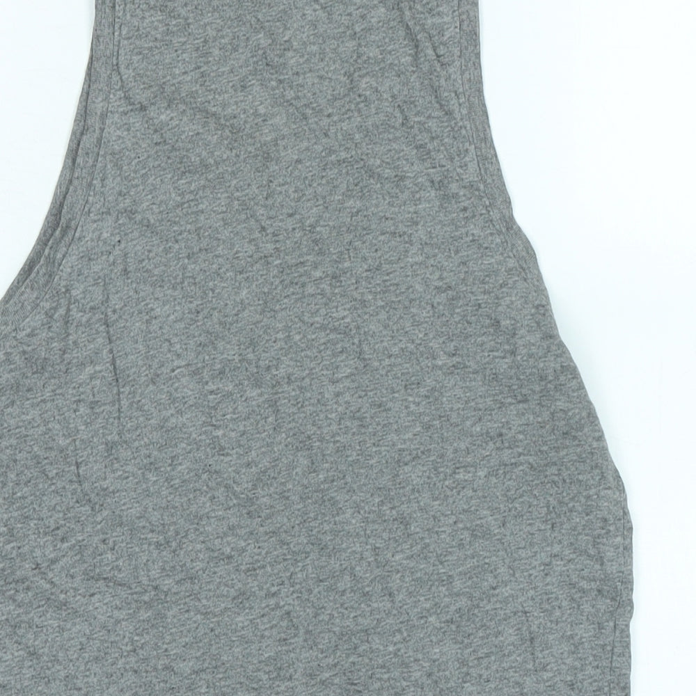 Debenhams Womens Grey Cotton Basic Tank Size S Scoop Neck
