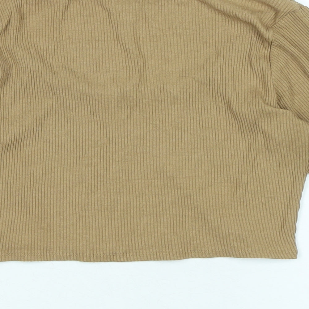 H&M Womens Brown Cotton Basic Polo Size M Round Neck
