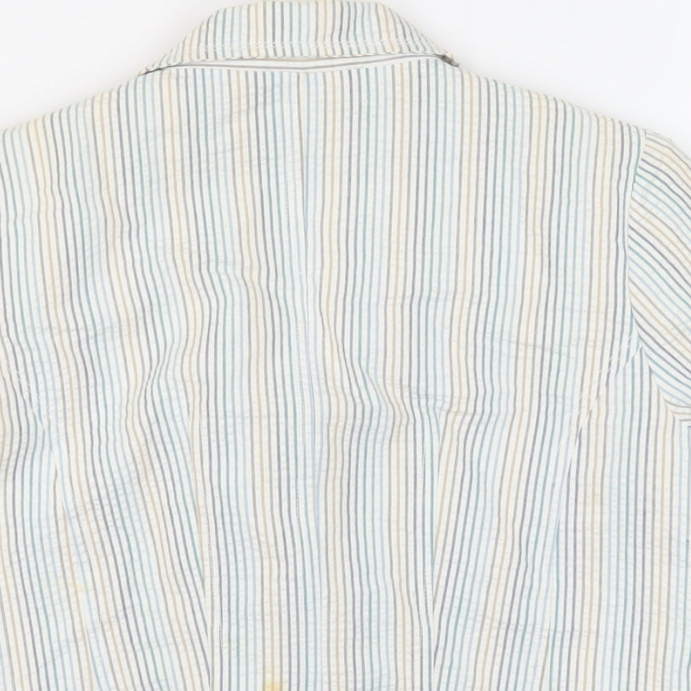 New Look Womens Ivory Striped Jacket Blazer Size 12 Button