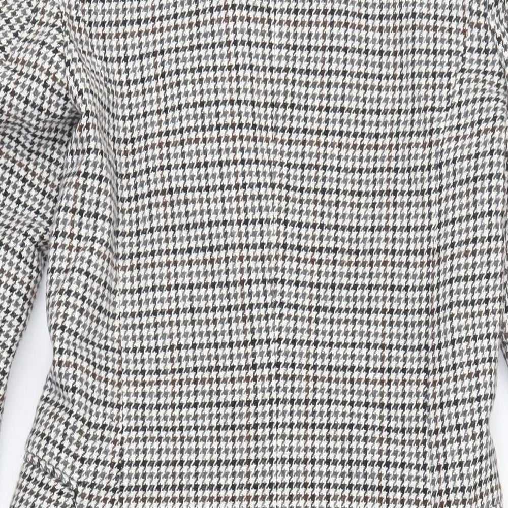 Topshop Womens Grey Geometric Pea Coat Coat Size 4 Button