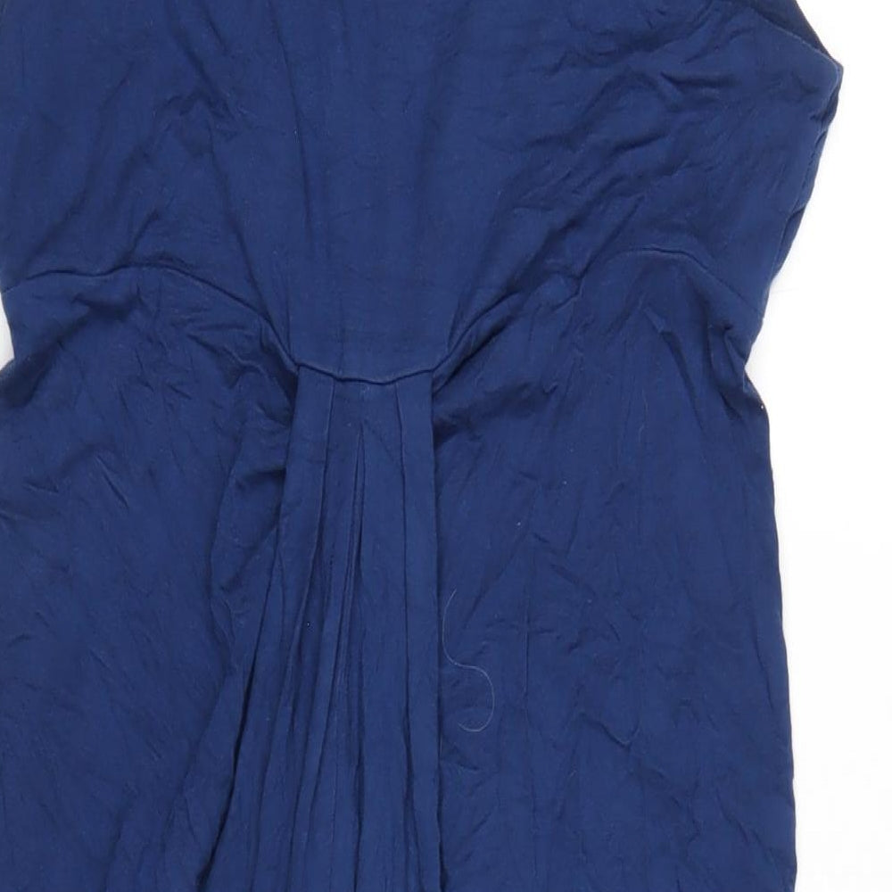 Full Circle Womens Blue Viscose A-Line Size M V-Neck Pullover