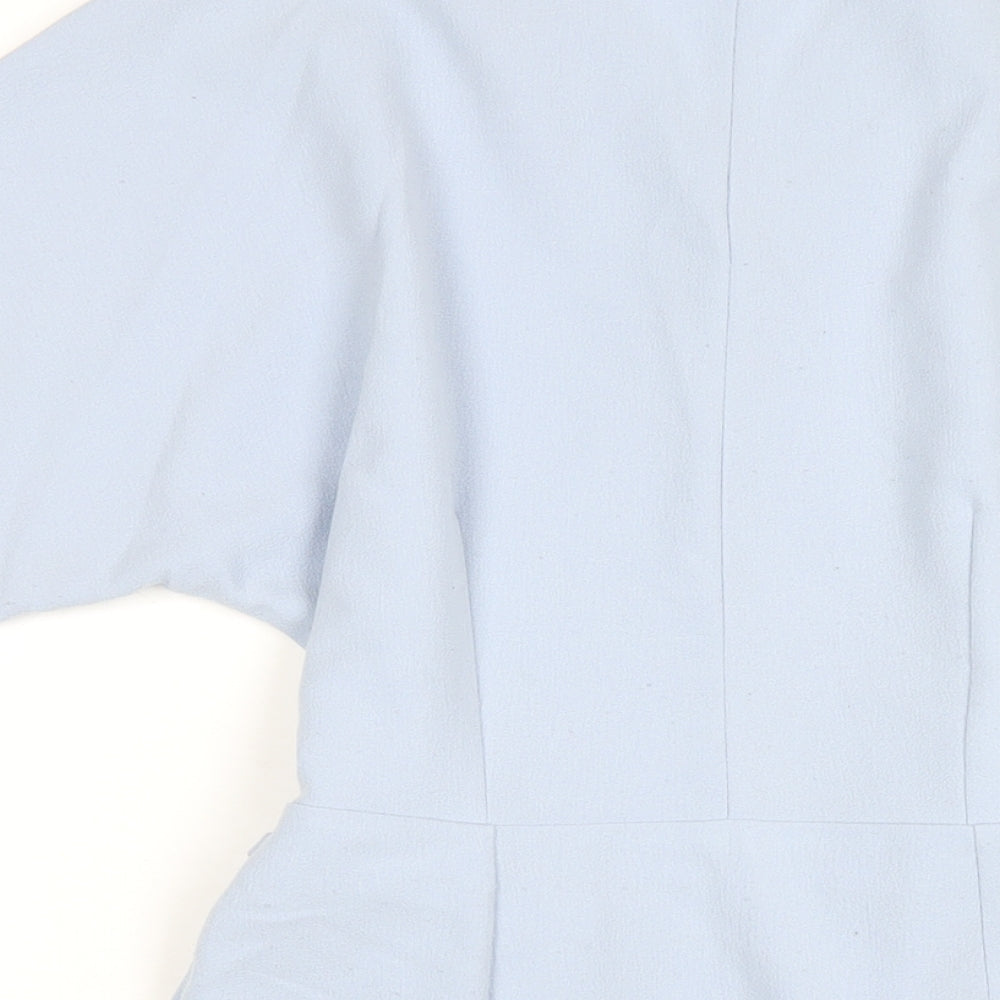 Topshop Womens Blue Polyester Wrap Dress Size 8 V-Neck Tie