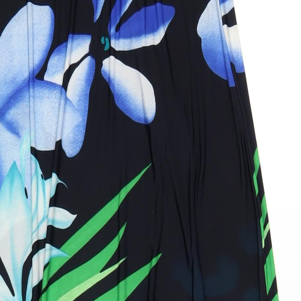 Kaleidoscope Womens Blue Floral Polyester A-Line Size 10 Square Neck Pullover