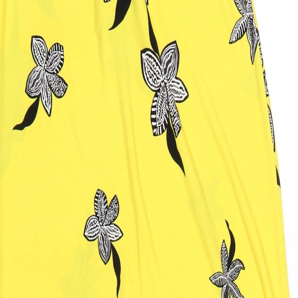 Kaleidoscope Womens Yellow Geometric Polyester A-Line Size 12 Square Neck Pullover