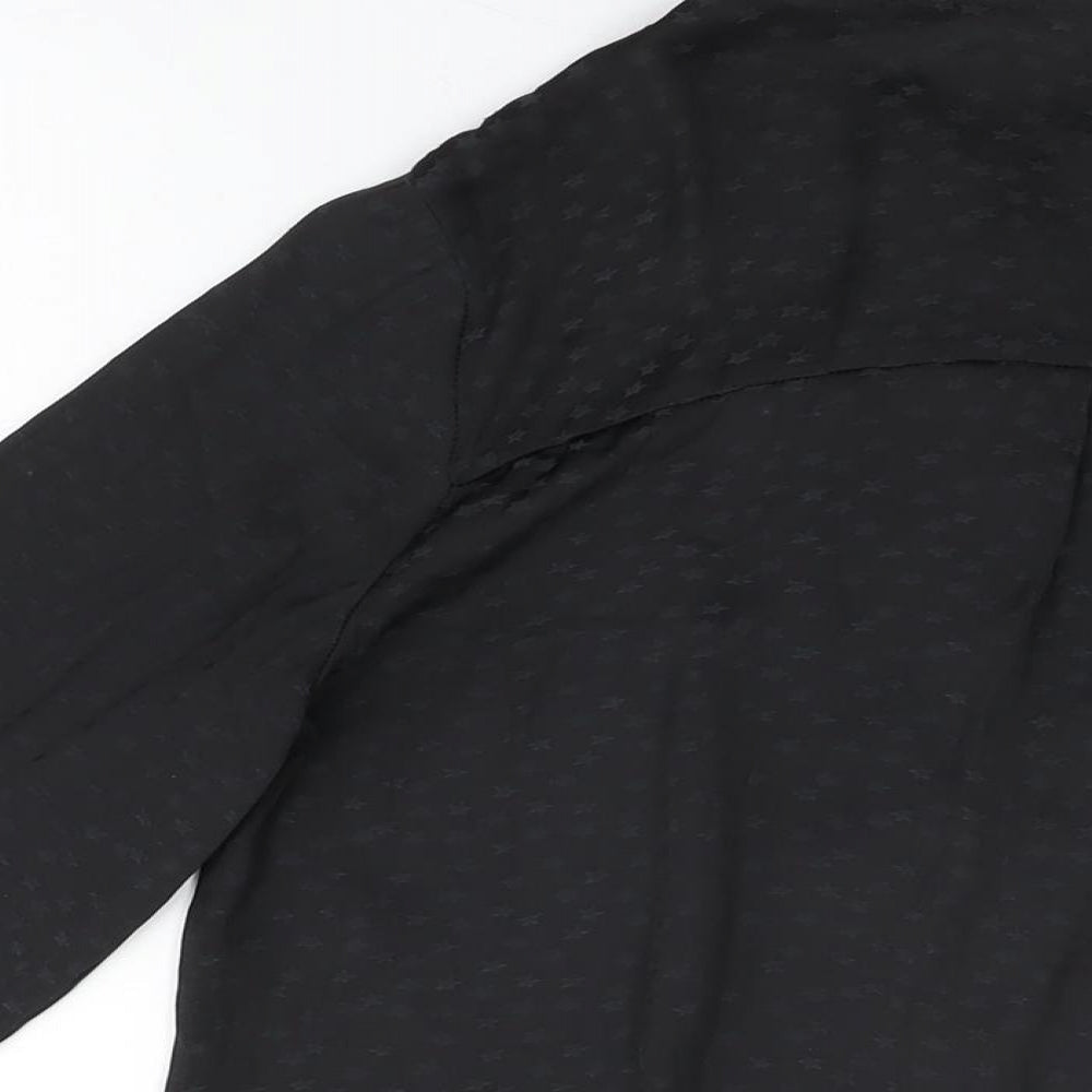 Monsoon Womens Black Geometric Polyester Basic Button-Up Size 8 Round Neck - Star Print
