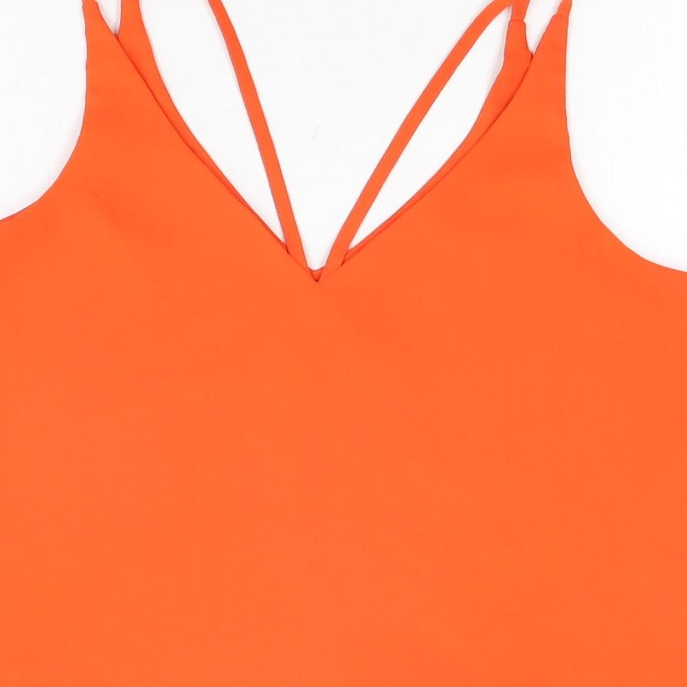 Topshop Womens Orange Polyester Camisole T-Shirt Size 8 V-Neck