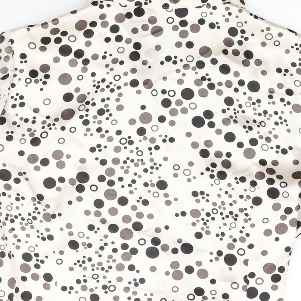 Debenhams Womens Ivory Polka Dot Polyester Basic Button-Up Size 14 Collared