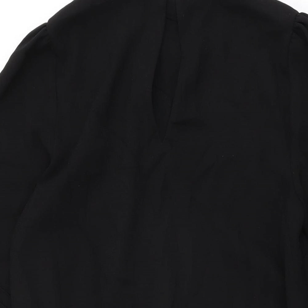 River Island Womens Black Polyester Shift Size 10 High Neck Button