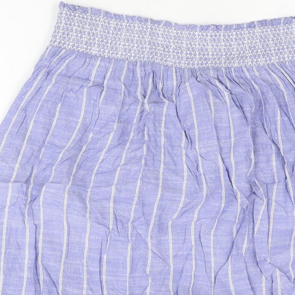 Marks & Spencer Womens Blue Striped Viscose Swing Skirt Size 14