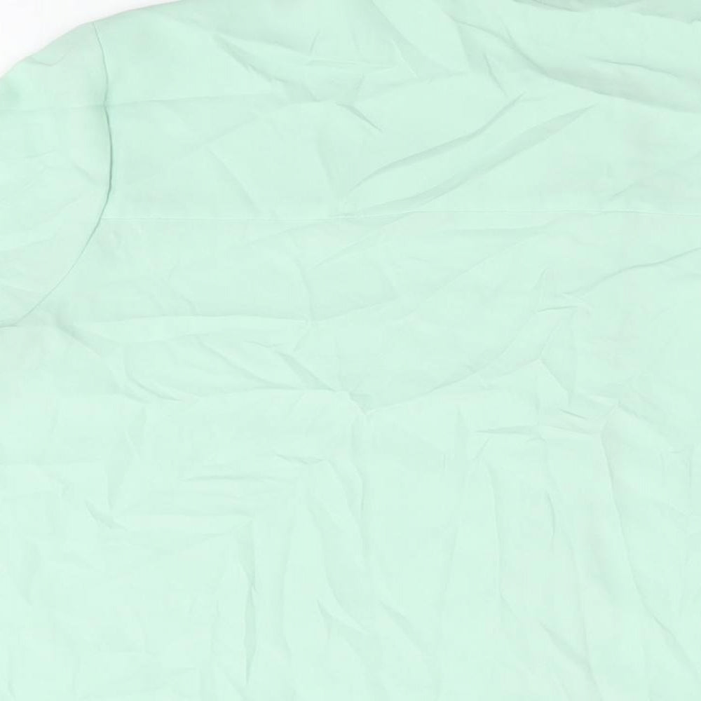 Marks & Spencer Womens Green Polyester Basic Button-Up Size 18 Round Neck