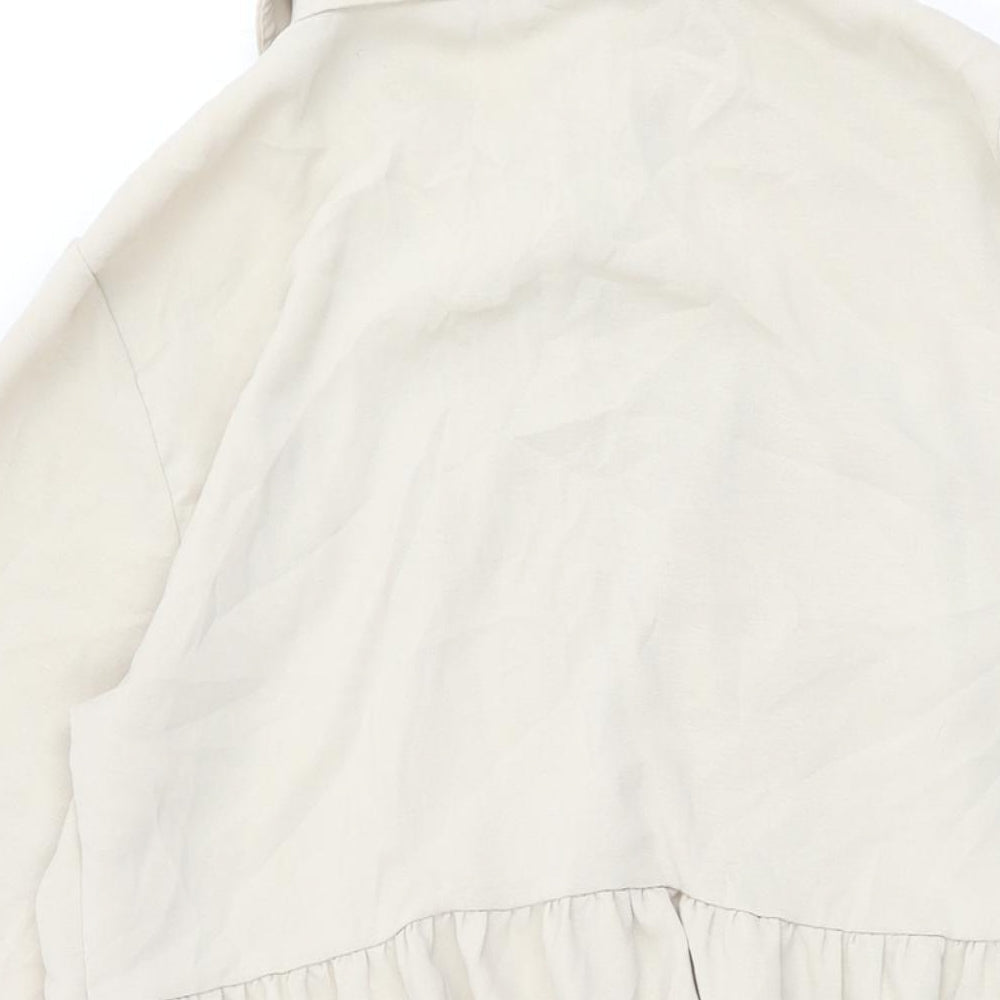 Boohoo Womens Beige Polyester Shift Size 14 Collared Button