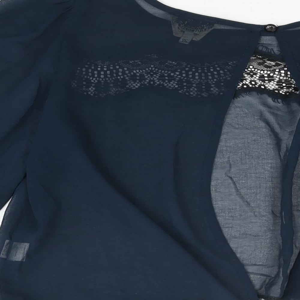 River Island Womens Blue Polyester Basic Blouse Size 10 Round Neck