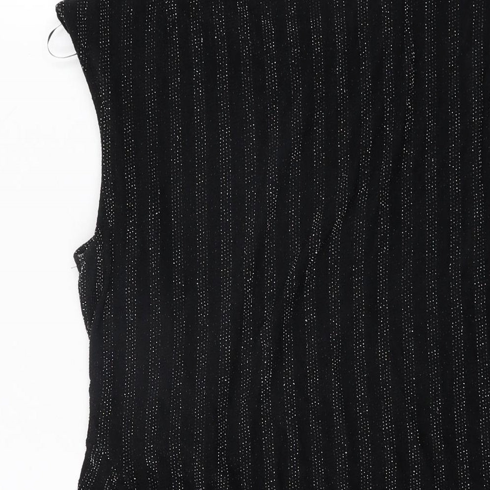 Roman Womens Black Polyester Basic T-Shirt Size 12 Round Neck