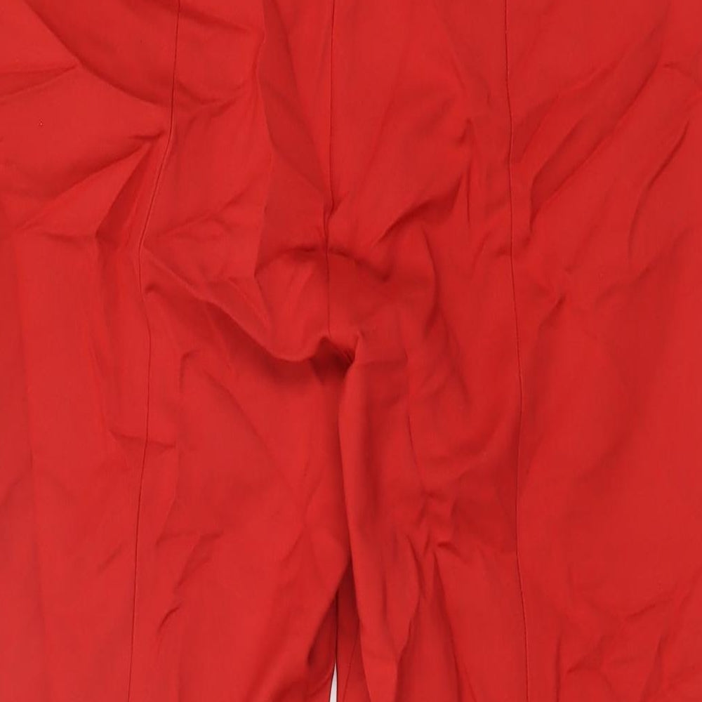 French Connection Womens Red Cotton Trousers Size 12 L27.5 in Regular Zip