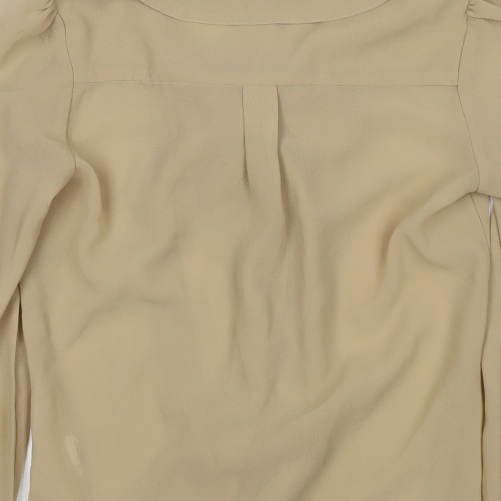 New Look Womens Brown Polyester Basic Button-Up Size 10 Round Neck