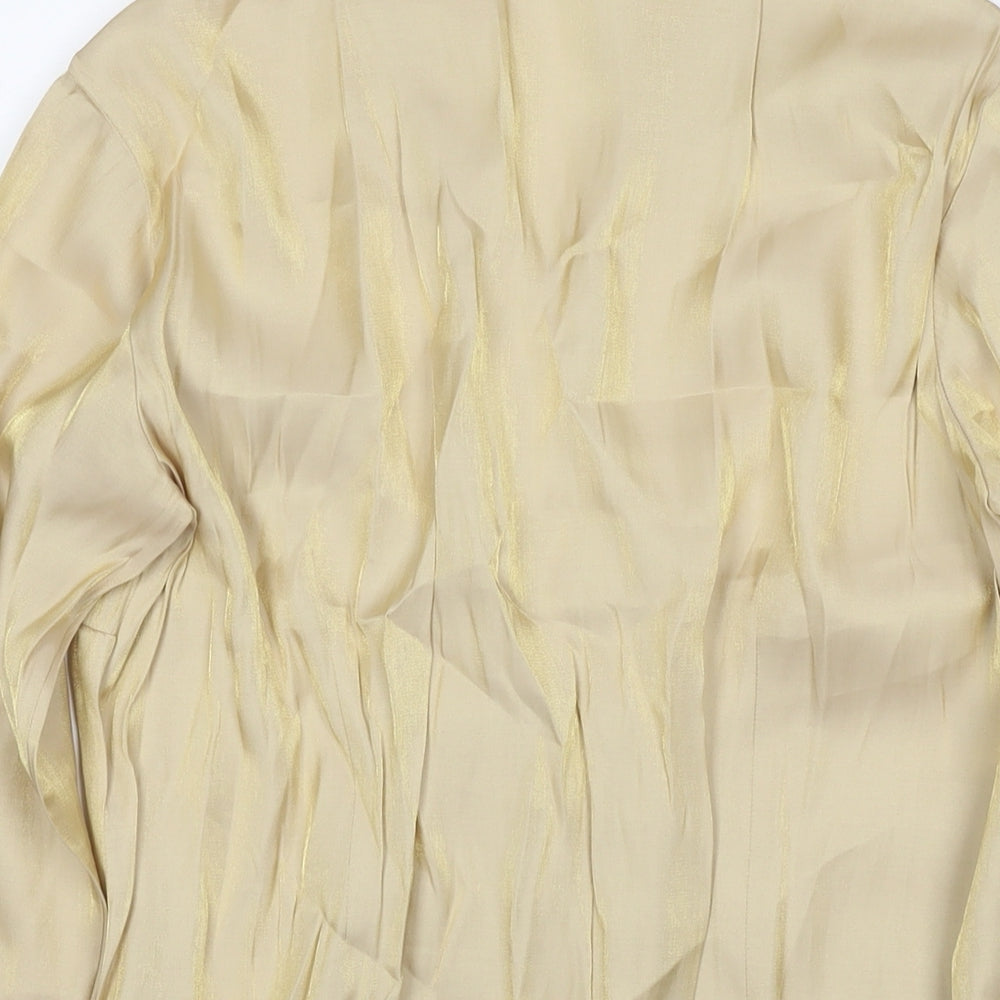 NEXT Womens Gold Viscose Basic Button-Up Size 14 Collared