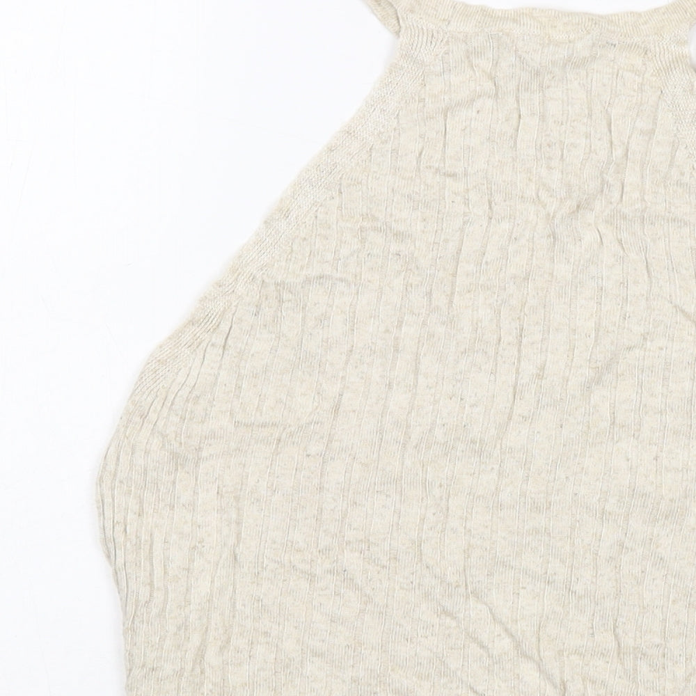 Topshop Womens Beige Acrylic Basic Tank Size M Round Neck