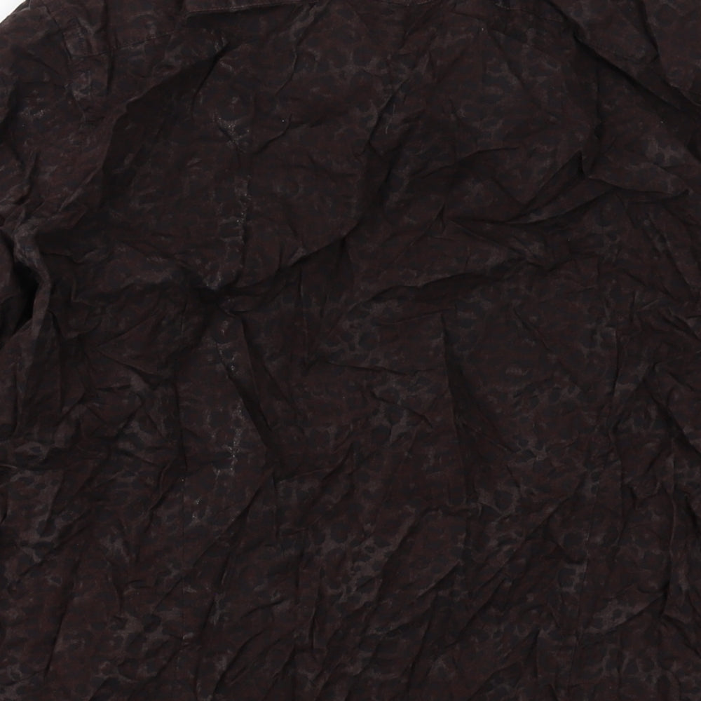 ASOS Mens Brown Animal Print Cotton Button-Up Size M Collared Button