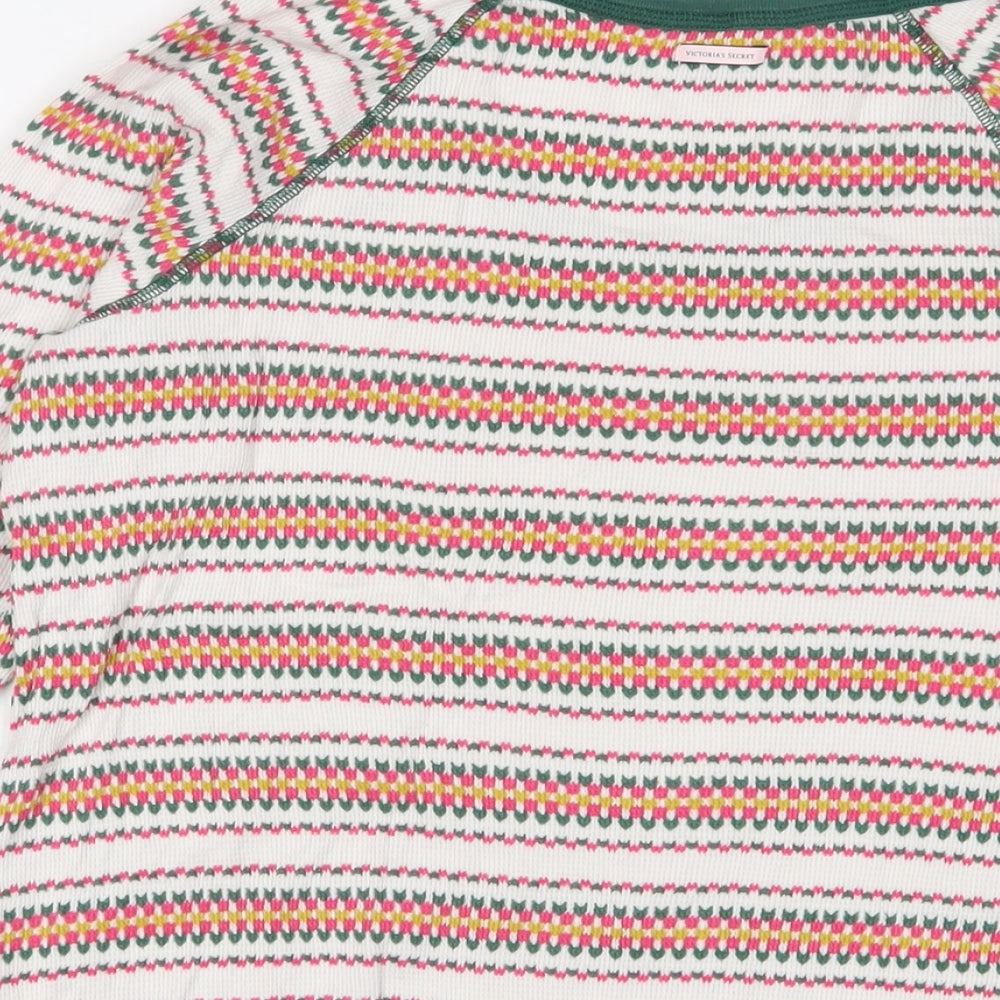 Victoria's Secret Womens Multicoloured Fair Isle Cotton Basic T-Shirt Size M Scoop Neck