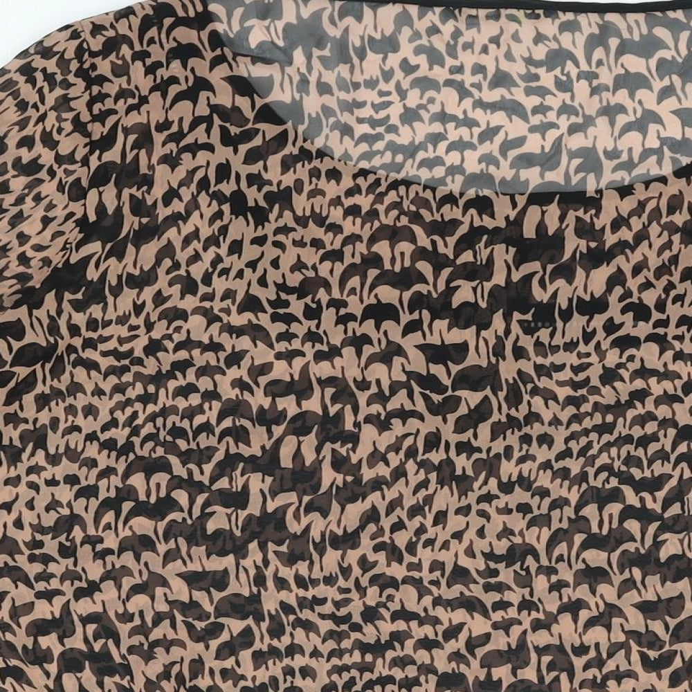 Marks & Spencer Womens Brown Geometric Polyester Basic Blouse Size 12 Round Neck