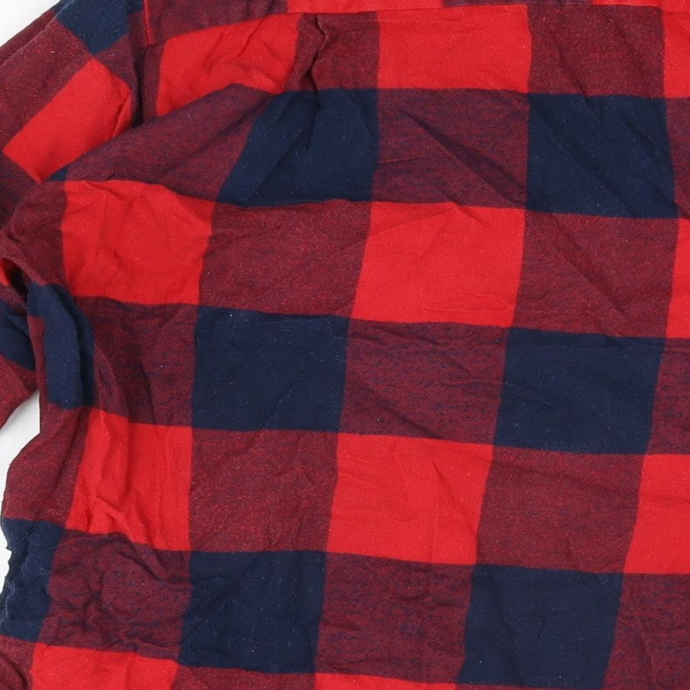 Next Womens Red Plaid Cotton Top Dress Size M Button