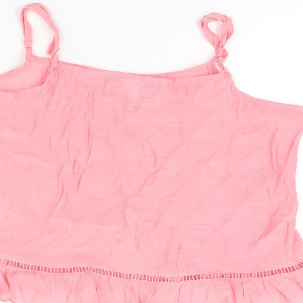 H&M Womens Pink Viscose Cropped T-Shirt Size 8 Square Neck