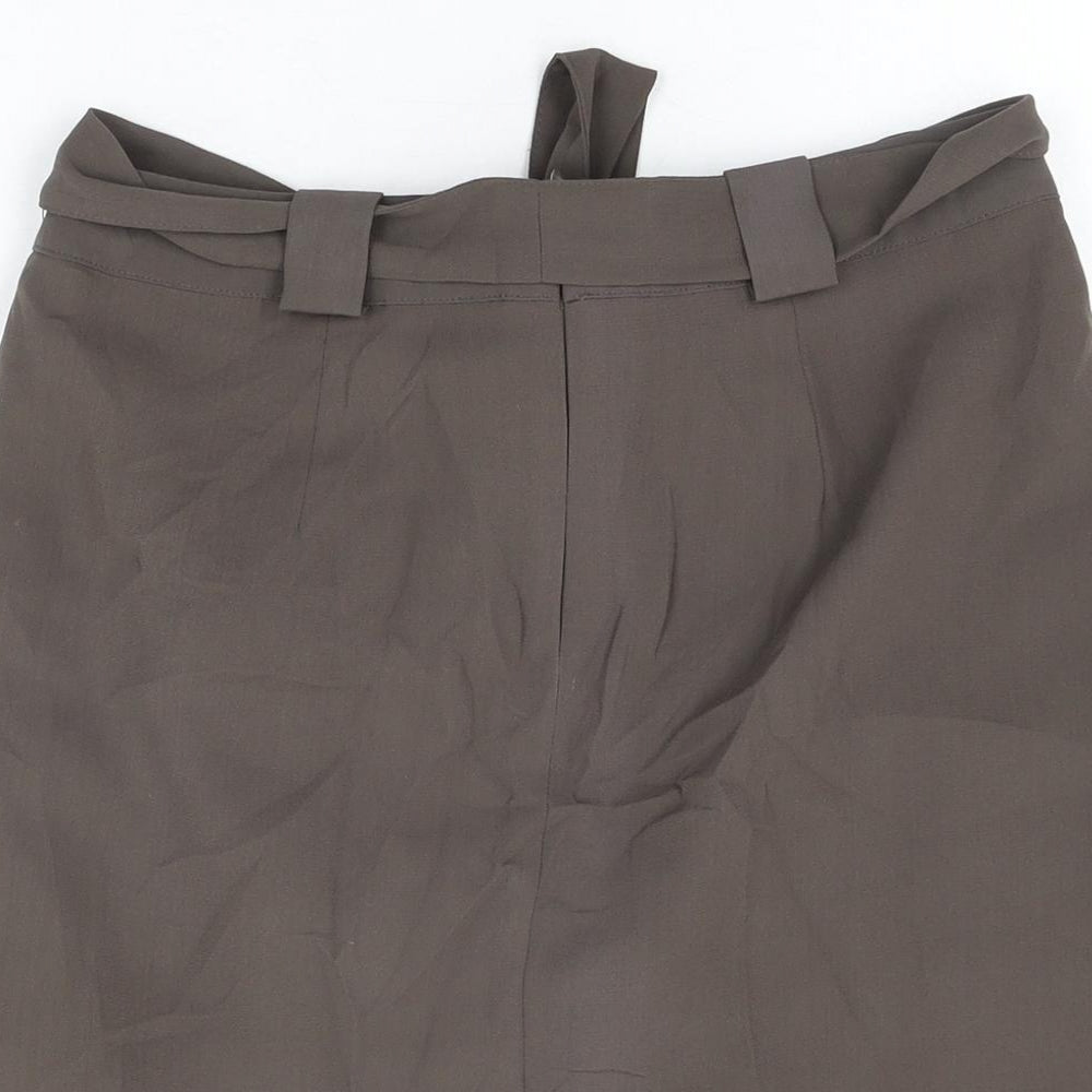 Marks & Spencer Womens Green Polyester Mini Skirt Size 8 Zip - Belted