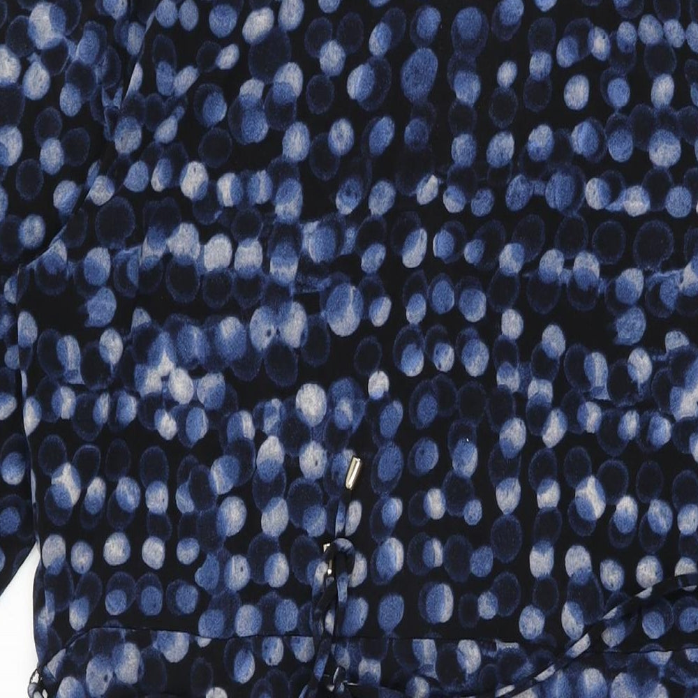 H&M Womens Black Polka Dot Polyester A-Line Size XL V-Neck Pullover