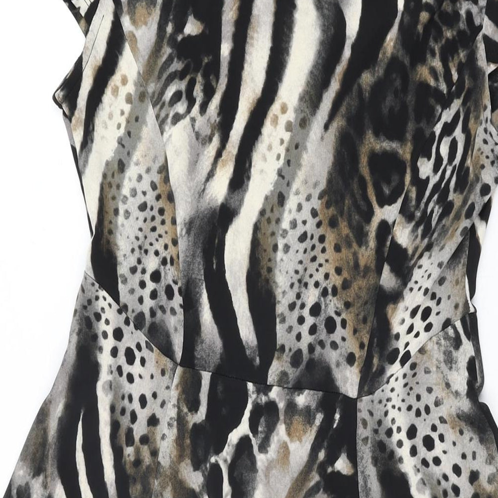 M&Co Womens Multicoloured Animal Print Polyester A-Line Size 10 Round Neck Pullover