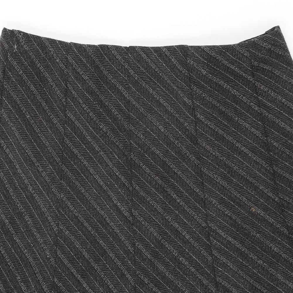 Marks & Spencer Womens Grey Striped Polyester Swing Skirt Size 12