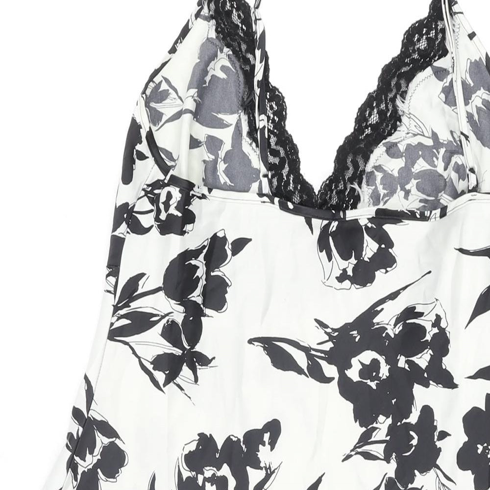 Marks & Spencer Womens White Floral Polyester Top Dress Size 14
