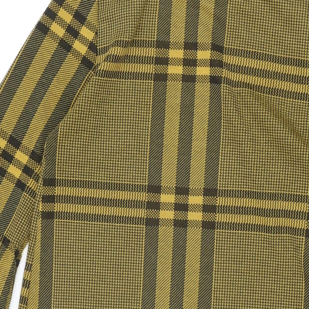 New Look Womens Yellow Plaid Polyester Shift Size 8 Round Neck Pullover