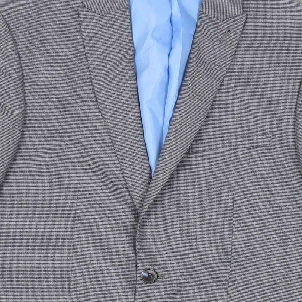 Marks & Spencer Mens Grey Geometric Polyester Jacket Suit Jacket Size 36 Regular