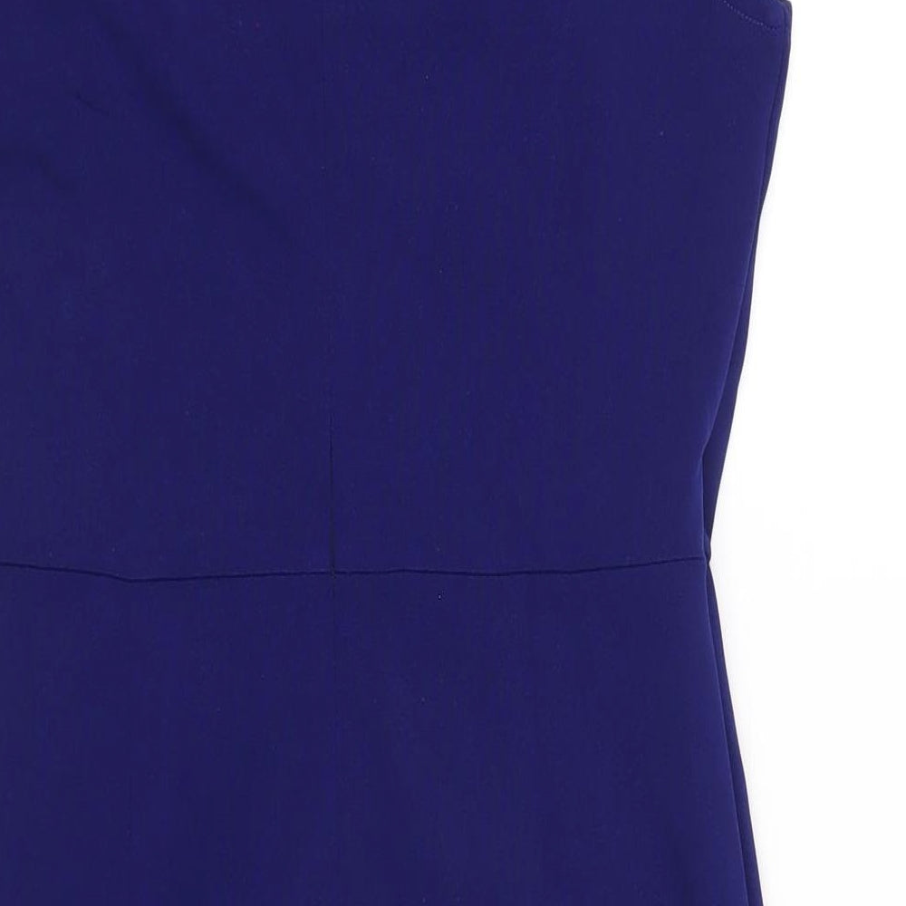 Jasambac Womens Blue Polyester Bodycon Size 12 Round Neck Zip
