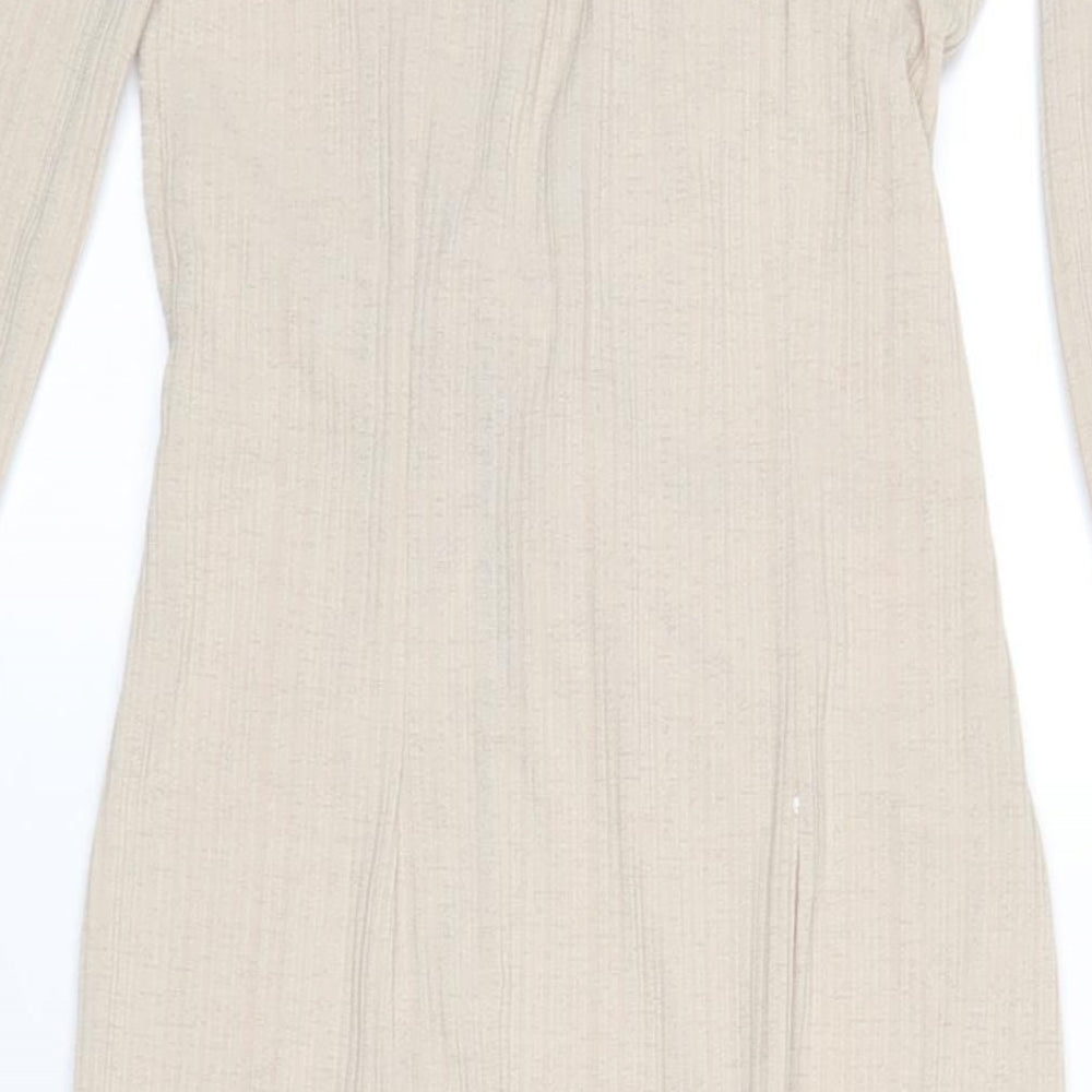 ASOS Womens Beige Polyester Maxi Size 8 Collared Pullover