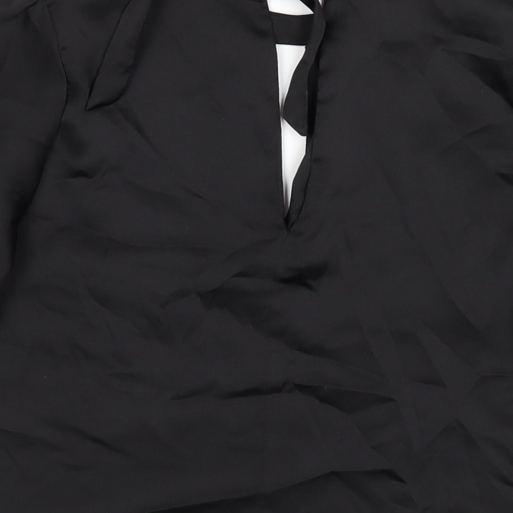 Friends Like These Womens Black Polyester Basic T-Shirt Size 8 Round Neck