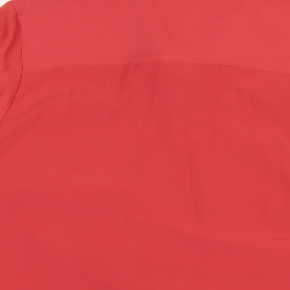 Classics Womens Red Polyester Basic Button-Up Size 14 Collared