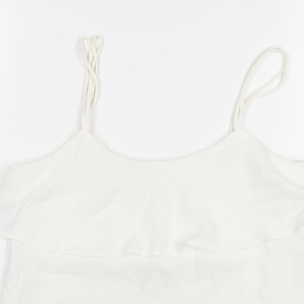 Mango Womens White Polyester Camisole T-Shirt Size XS Scoop Neck