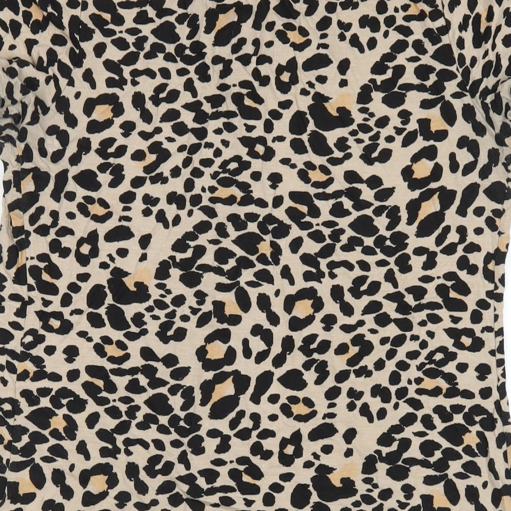 New Look Womens Beige Animal Print Viscose A-Line Size 12 V-Neck Pullover