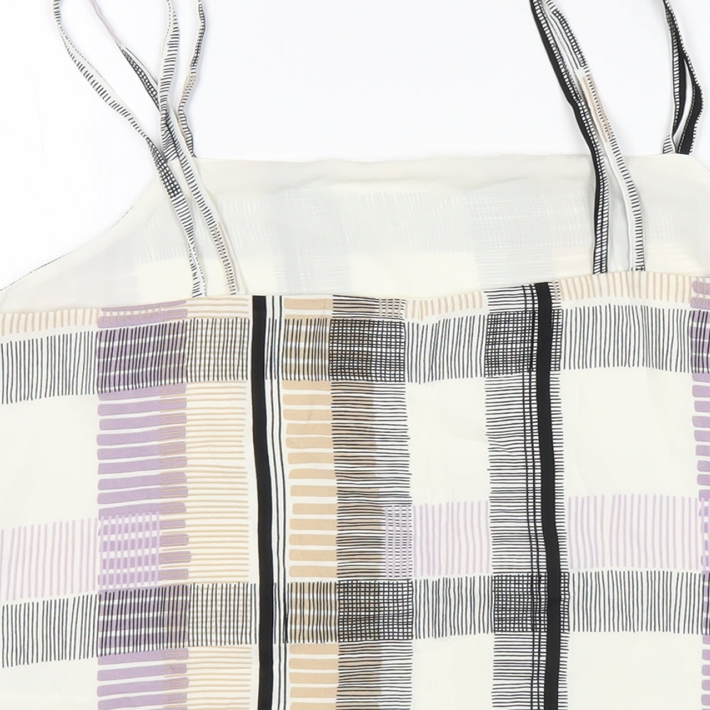 Marks and Spencer Womens Multicoloured Geometric Polyester Camisole T-Shirt Size 14 Square Neck