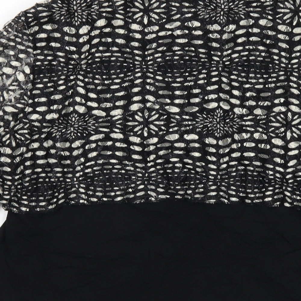Per Una Womens Black Polyester Basic T-Shirt Size 14 Scoop Neck