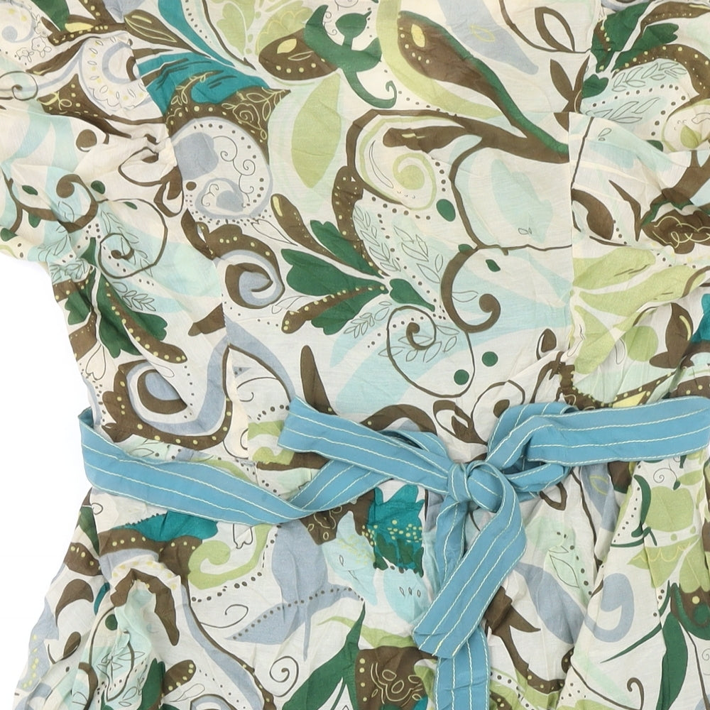 Fever Womens Multicoloured Floral Cotton A-Line Size 14 V-Neck Zip