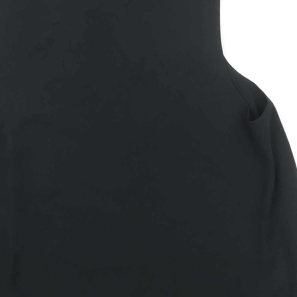 Marks & Spencer Womens Black Polyester Tunic Blouse Size 12 Scoop Neck