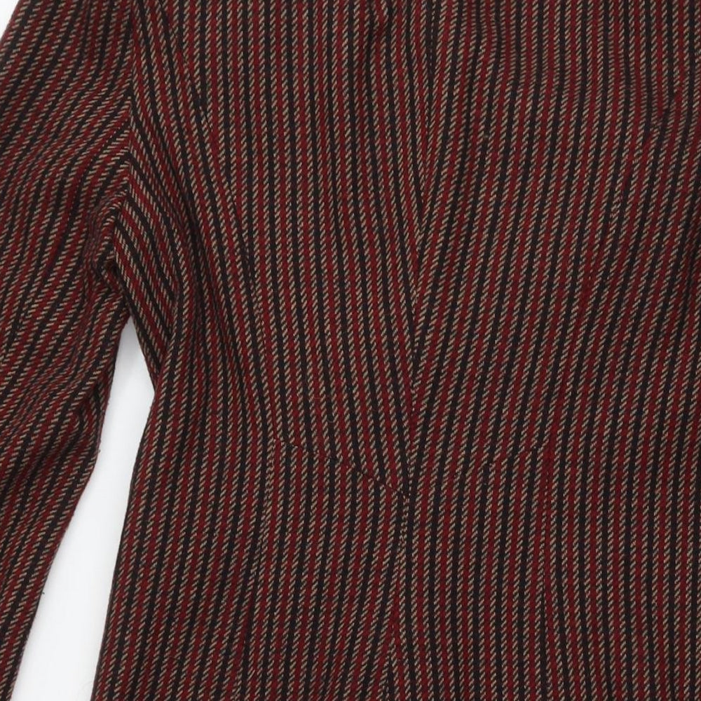 Topshop Womens Red Striped Overcoat Coat Size 10 Button