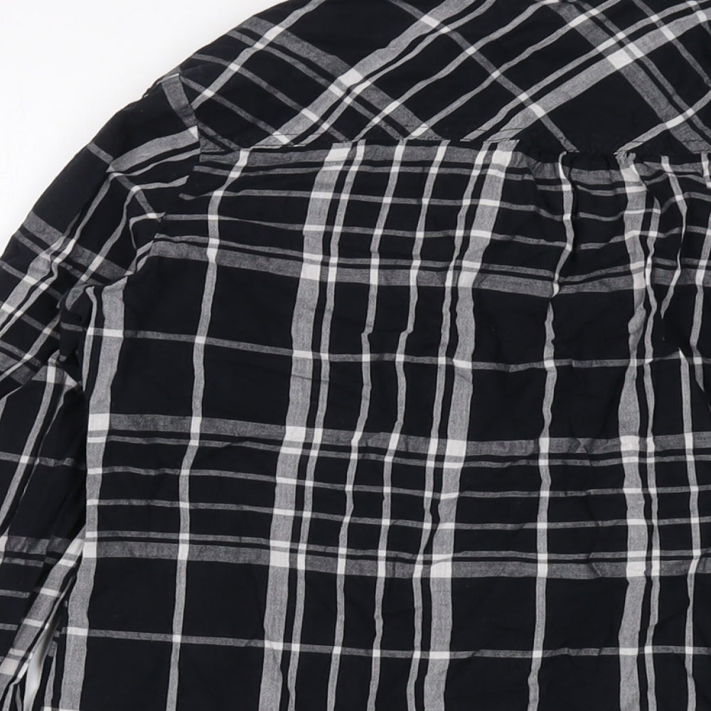 Red Herring Womens Black Plaid Cotton Basic Button-Up Size 12 Collared